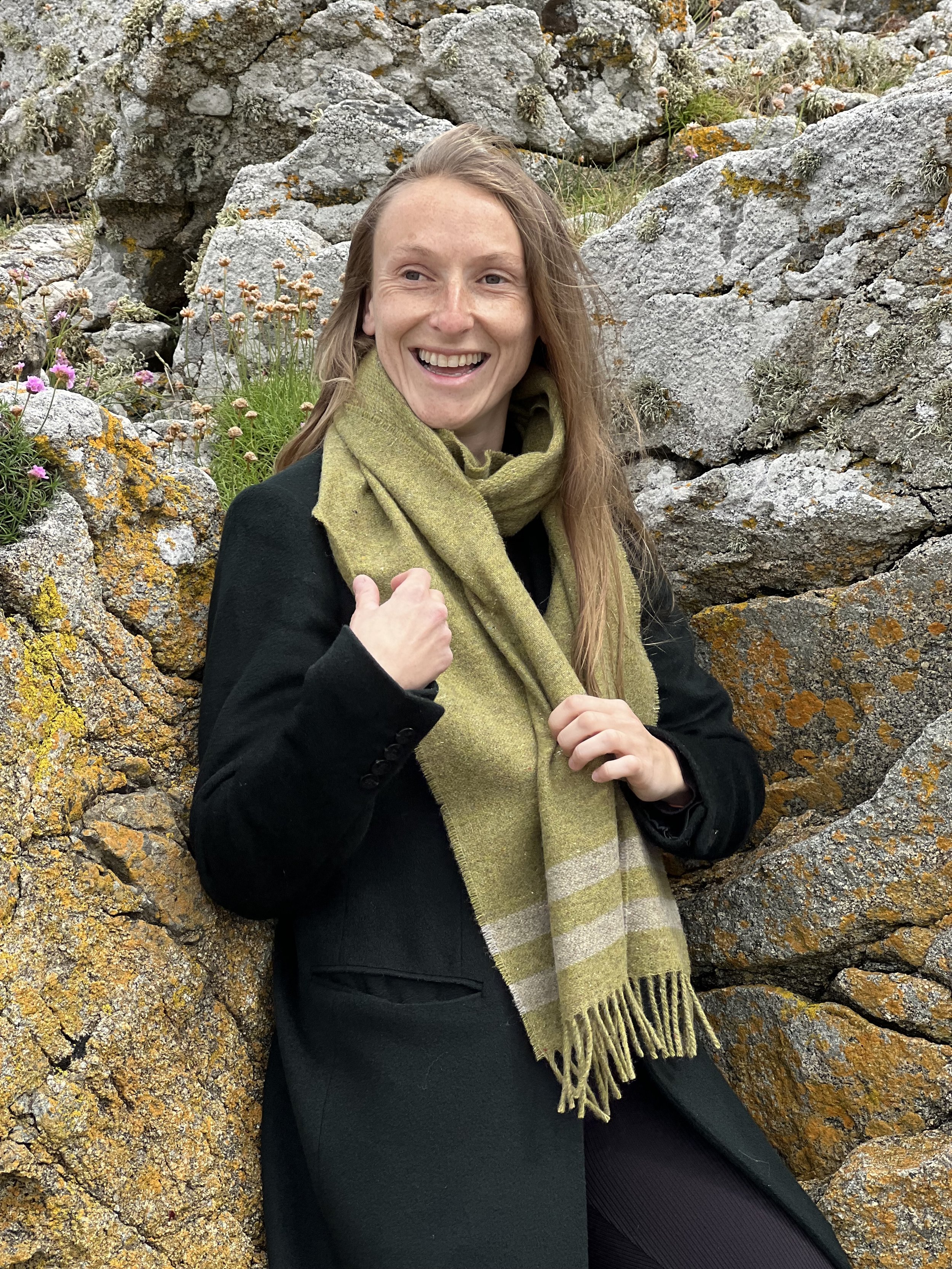 ForeverWool Olive Stripe Recycled Wool Scarf | McNutt of Donegal